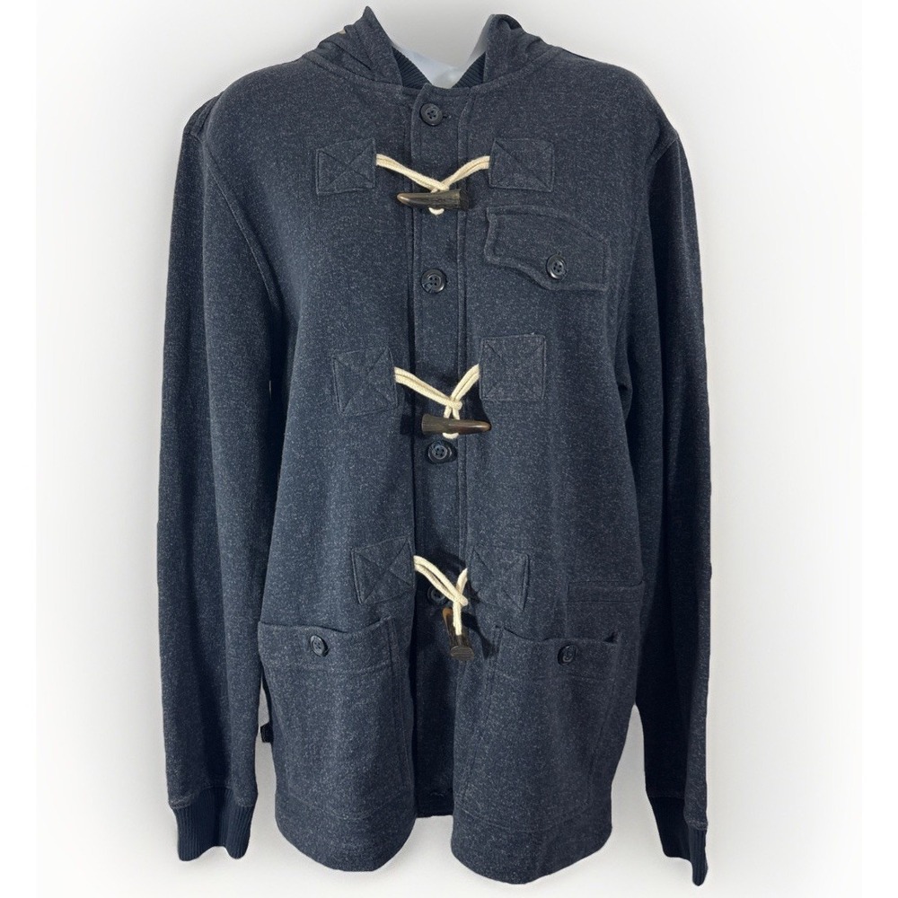 Hawkings McGill Men's‎ Navy Toggle Hooded Cardigan Jacket Sweater M Cotton